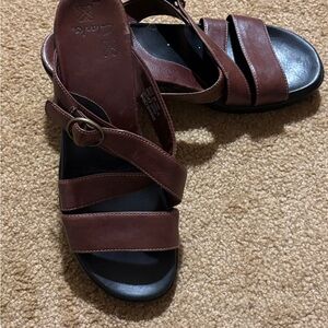 Clarks Dark Brown Leather Sandals